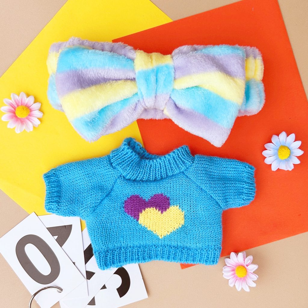 2-Pcs Kawaii Duck Clothes for 12in Duck Plush – Cute Duck Clothes with Sweaters & Headbands – Dress-Up Accessories for Duck Stuffed Animal, Plush Toys, and Cute Plushies