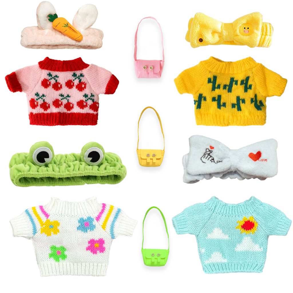 11-Pcs Kawaii Duck Clothes for 12in Duck Plush – Cute Duck Clothes with Sweaters, Bags & Headbands – Dress-Up Accessories for Duck Stuffed Animal, Plush Toys, and Cute Plushies