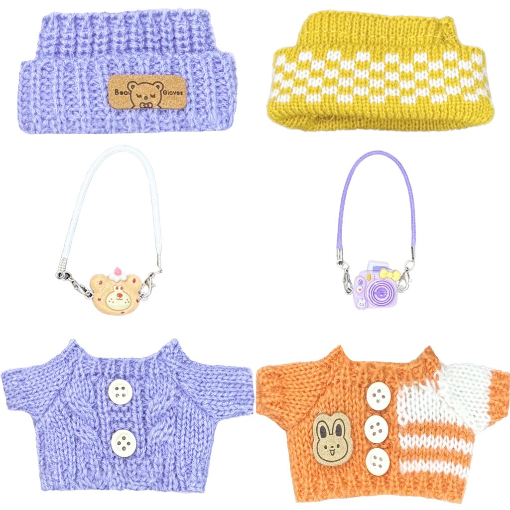 6-Piece Clothing & Accessories Set for 15cm–17cm labubus – Perfect Gift for Kids and Collectors – Fits Most Dolls