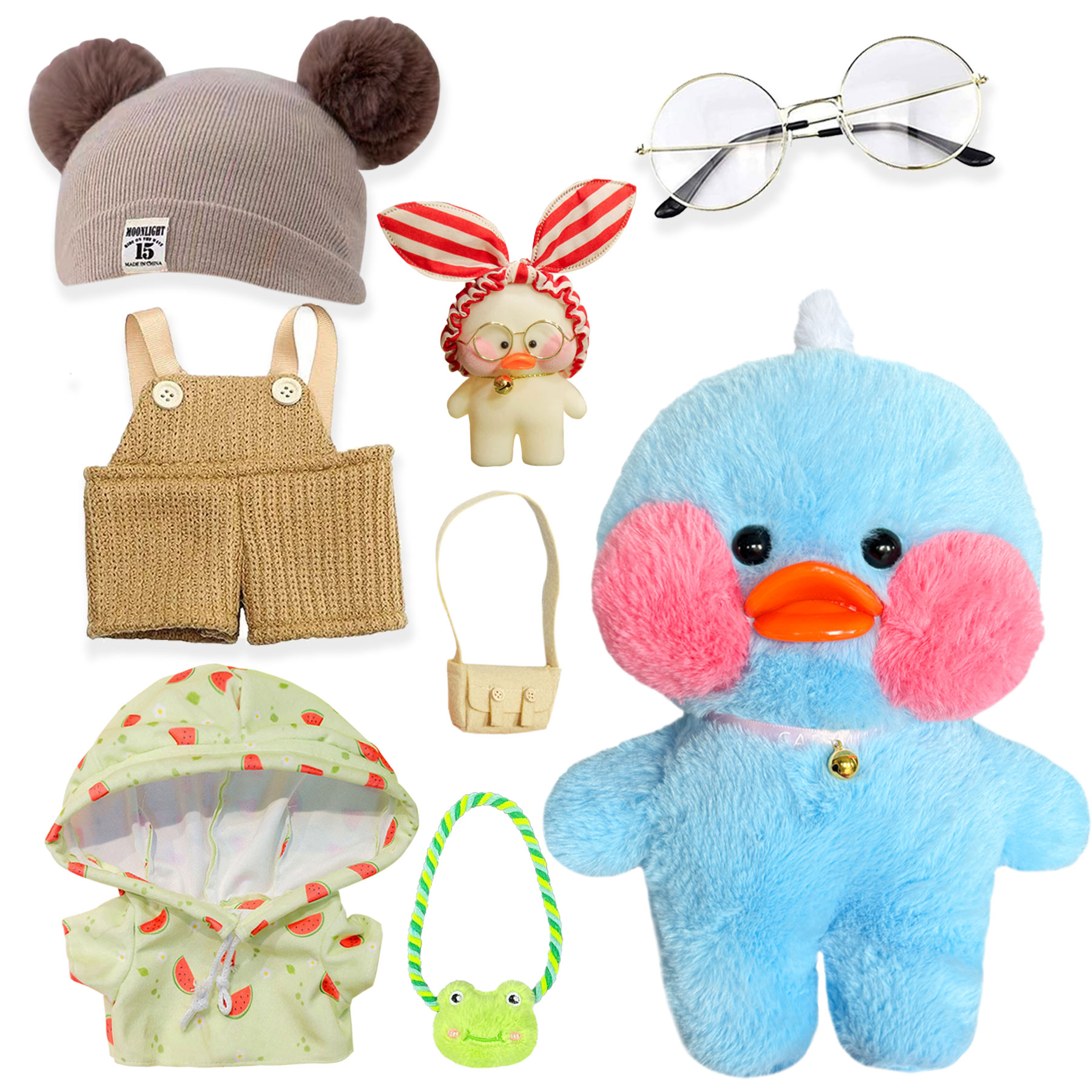 Cute Duck Plush Toy with 8 Pcs Duck Clothes – Duck Stuffed Animal Plushie for Kids & Collectors