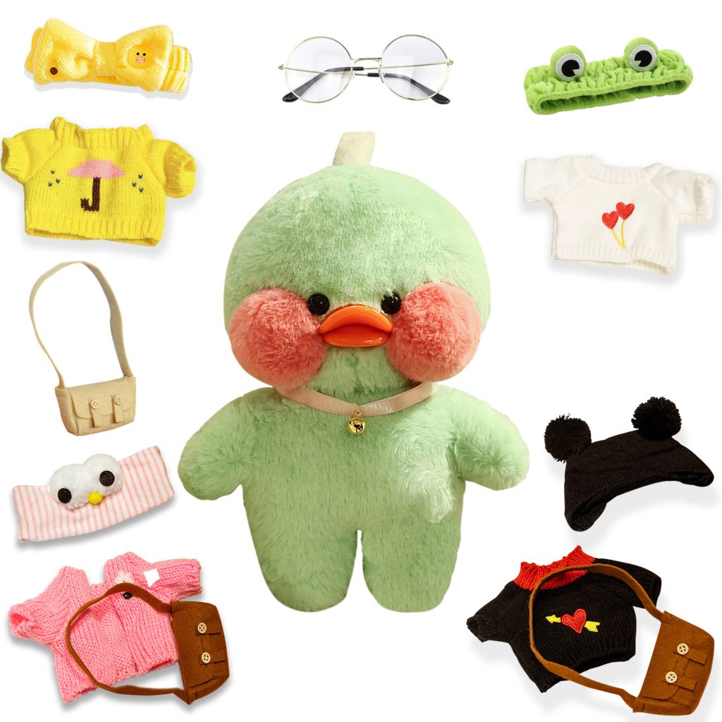 Green Duck Plush , Pato De Peluche with 12 Accessories DIY ,Stuffed Duck Plush for Kids