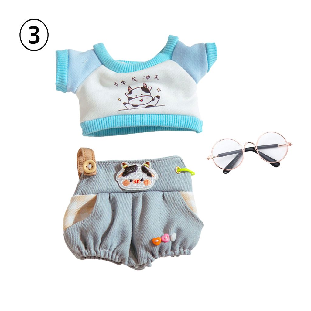 3 Pcs Of Cotton Doll Clothes Sets，Doll Overalls Set,fits 20cm  Plush Dolls