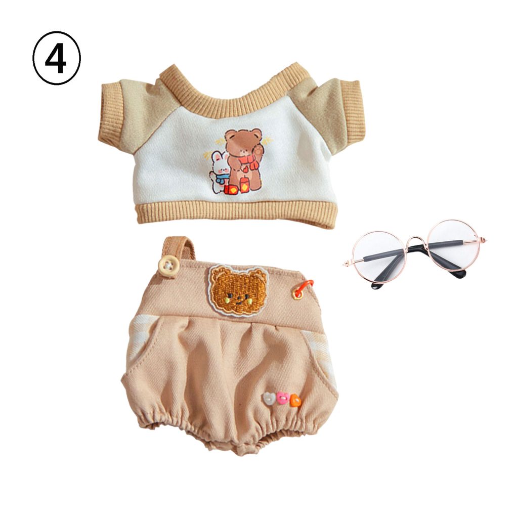 3 Pcs Of Cotton Doll Clothes Sets，Doll Overalls Set,fits 20cm  Plush Dolls