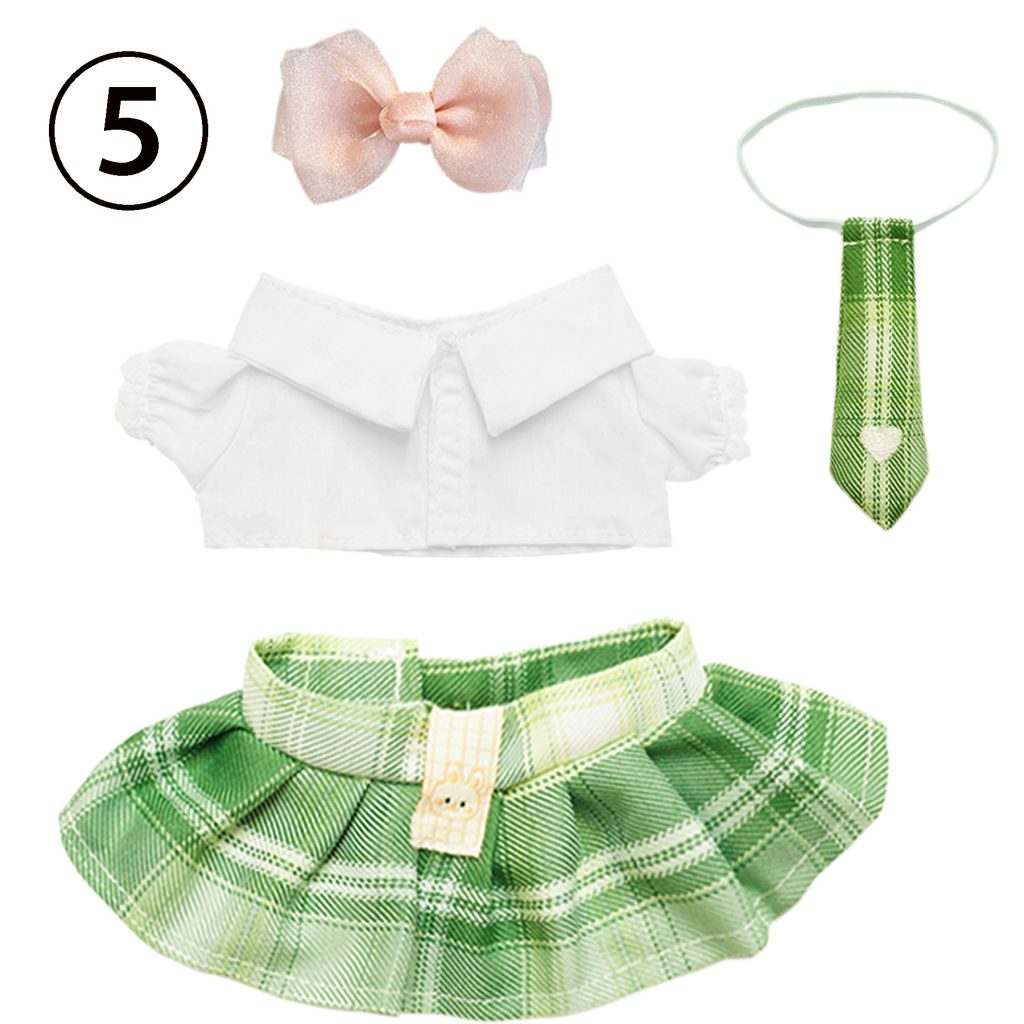 4 Pcs Of Cotton Doll Clothes Sets -Include Bow+Clothes+Dress+Tie,Academic Style ,fits 20cm Plush Dolls