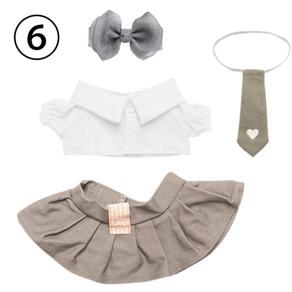 4 Pcs Of Cotton Doll Clothes Sets -Include Bow+Clothes+Dress+Tie,Academic Style ,fits 20cm Plush Dolls