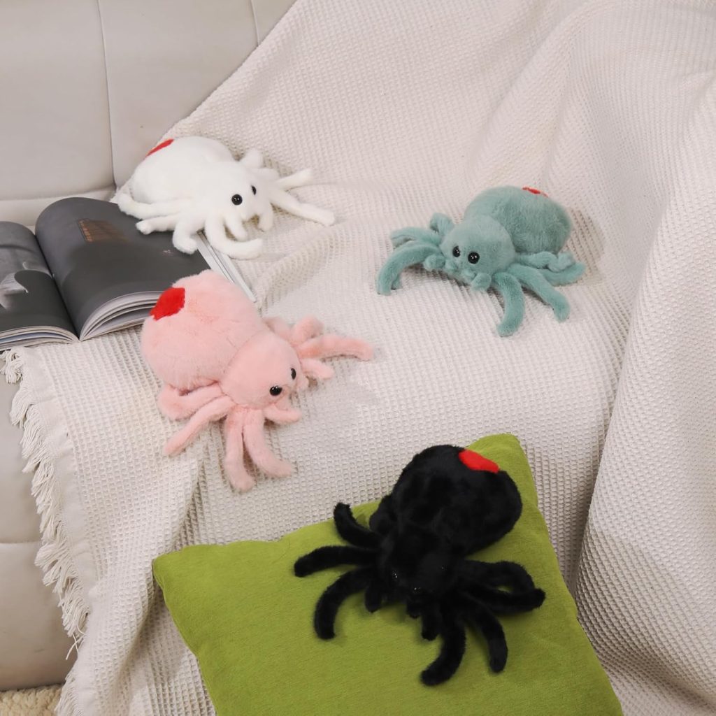 9.8-Inch Halloween Stuffed Spider Plush: Soft Huggable Green Spider Pillow for Kids & Adults